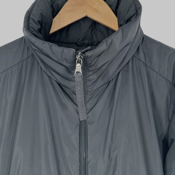 Authentic Prada Black Nylon Zip Front Light Weight Hooded Jacket Men's Size 54 - Picture 2 of 8